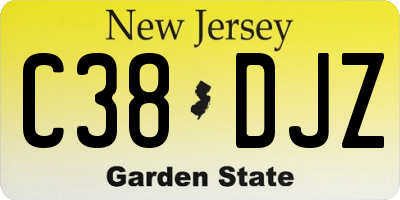 NJ license plate C38DJZ