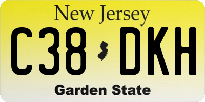 NJ license plate C38DKH