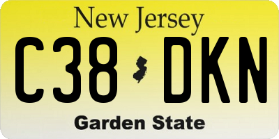 NJ license plate C38DKN