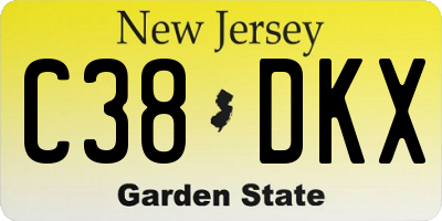 NJ license plate C38DKX