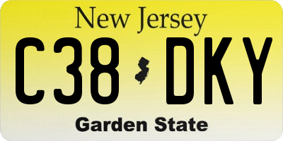 NJ license plate C38DKY