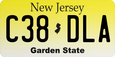 NJ license plate C38DLA