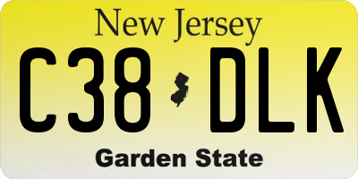 NJ license plate C38DLK