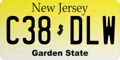 NJ license plate C38DLW