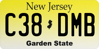 NJ license plate C38DMB