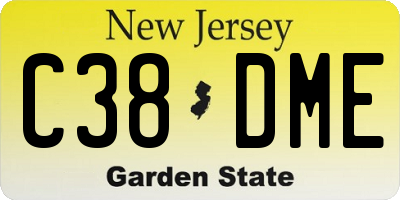NJ license plate C38DME