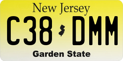 NJ license plate C38DMM
