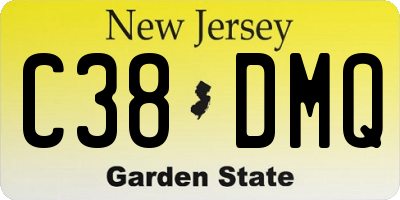 NJ license plate C38DMQ