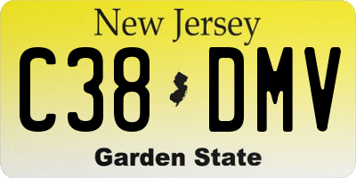 NJ license plate C38DMV