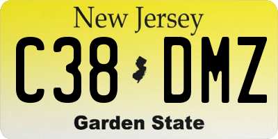 NJ license plate C38DMZ