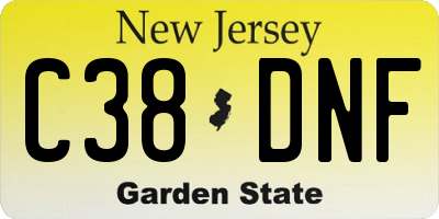 NJ license plate C38DNF