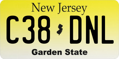NJ license plate C38DNL