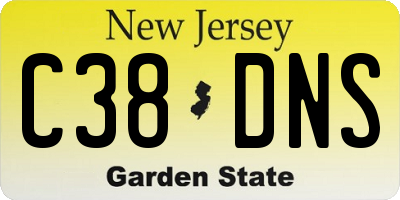 NJ license plate C38DNS