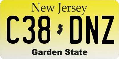NJ license plate C38DNZ