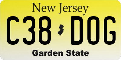 NJ license plate C38DOG