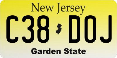 NJ license plate C38DOJ