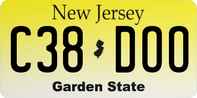 NJ license plate C38DOO