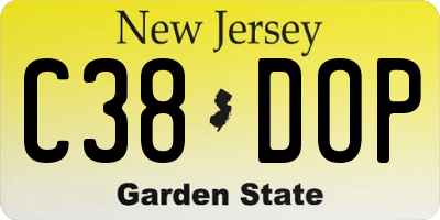 NJ license plate C38DOP