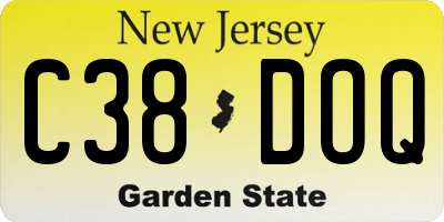 NJ license plate C38DOQ