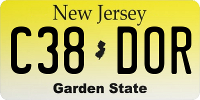 NJ license plate C38DOR