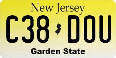 NJ license plate C38DOU