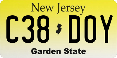 NJ license plate C38DOY