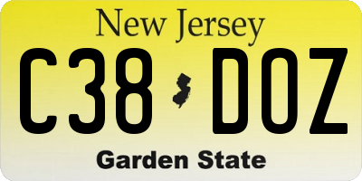NJ license plate C38DOZ