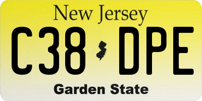 NJ license plate C38DPE