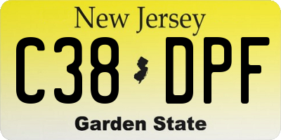 NJ license plate C38DPF