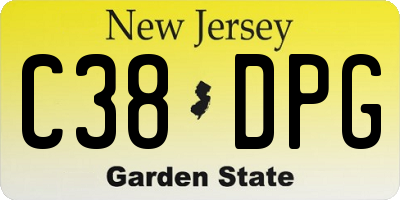 NJ license plate C38DPG