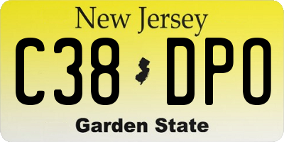 NJ license plate C38DPO