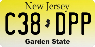 NJ license plate C38DPP