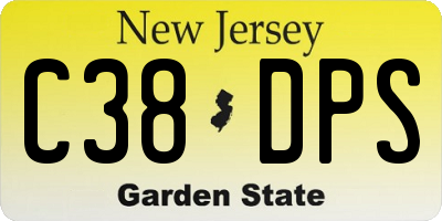 NJ license plate C38DPS