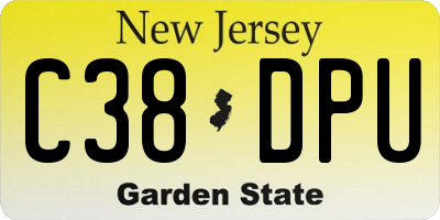NJ license plate C38DPU
