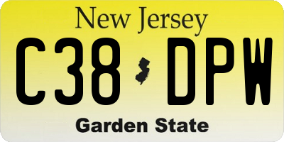 NJ license plate C38DPW