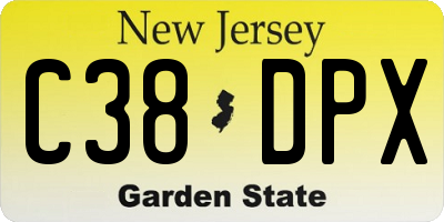 NJ license plate C38DPX