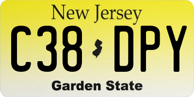 NJ license plate C38DPY
