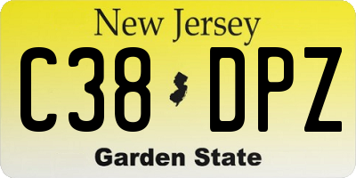 NJ license plate C38DPZ