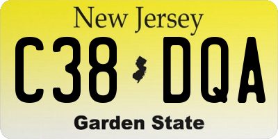 NJ license plate C38DQA
