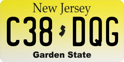 NJ license plate C38DQG