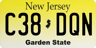 NJ license plate C38DQN