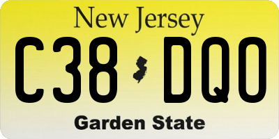 NJ license plate C38DQO