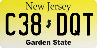 NJ license plate C38DQT