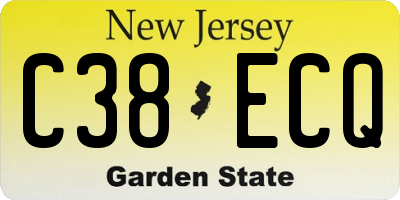 NJ license plate C38ECQ