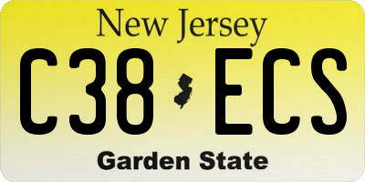 NJ license plate C38ECS