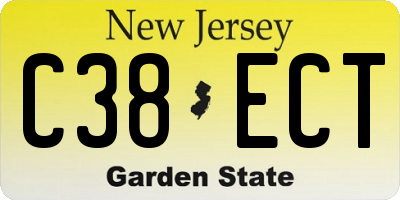 NJ license plate C38ECT