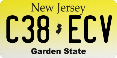 NJ license plate C38ECV