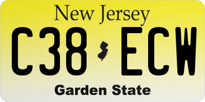 NJ license plate C38ECW