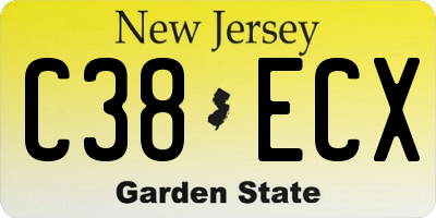 NJ license plate C38ECX