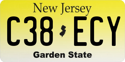 NJ license plate C38ECY